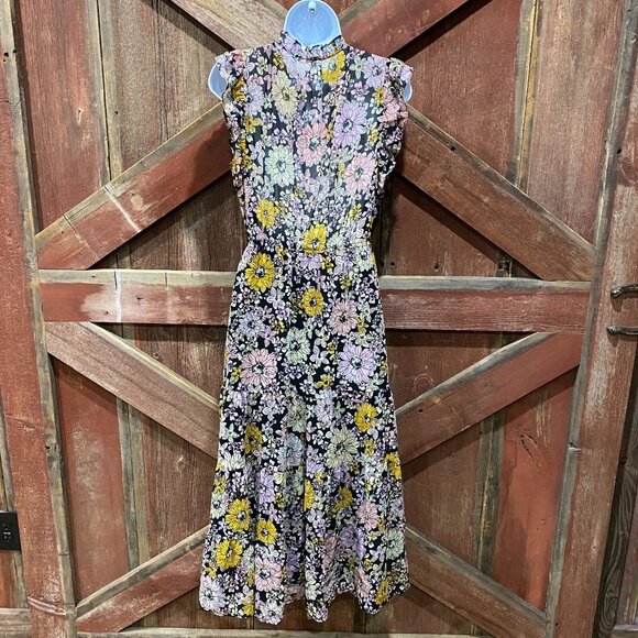 BB Dakota Steve Madden Dark Floral Blossom Dress Small Prairie Whimsical Fairy - Picture 5 of 13